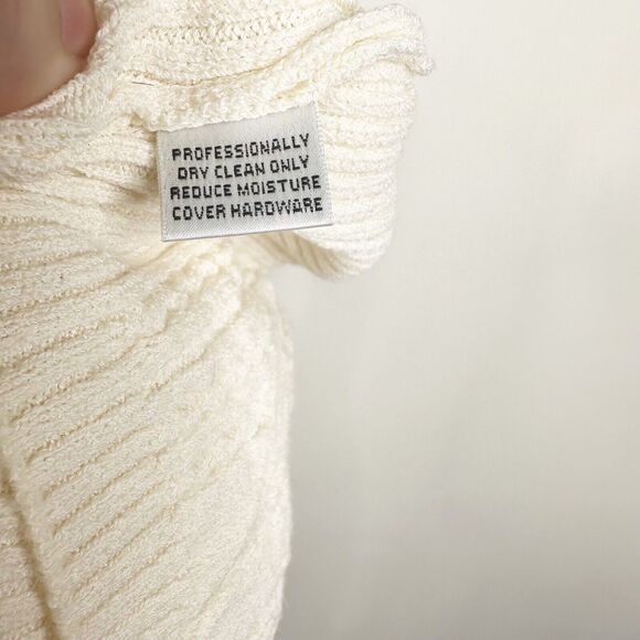 St. John Collection Size 6 Off White Ivory Ribbed Knit Zip Front Jacket Sweater - Picture 6 of 11